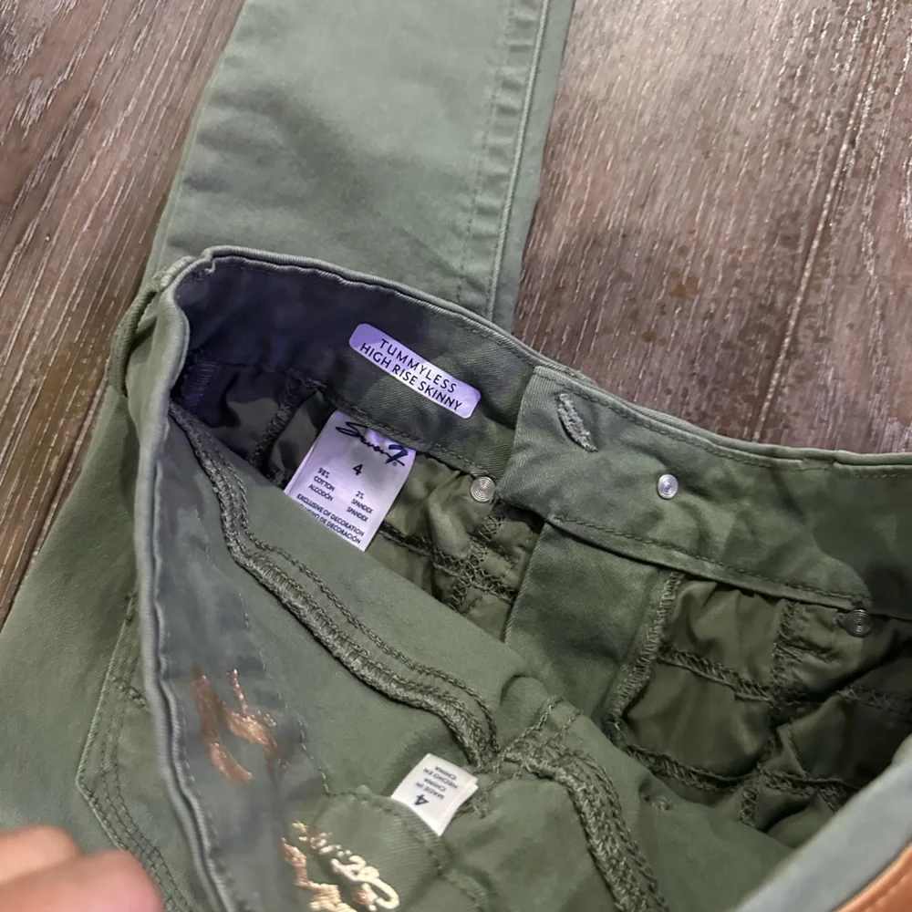 Seven7 Tummyless Olive Green Skinny Jeans - Picture 7 of 11